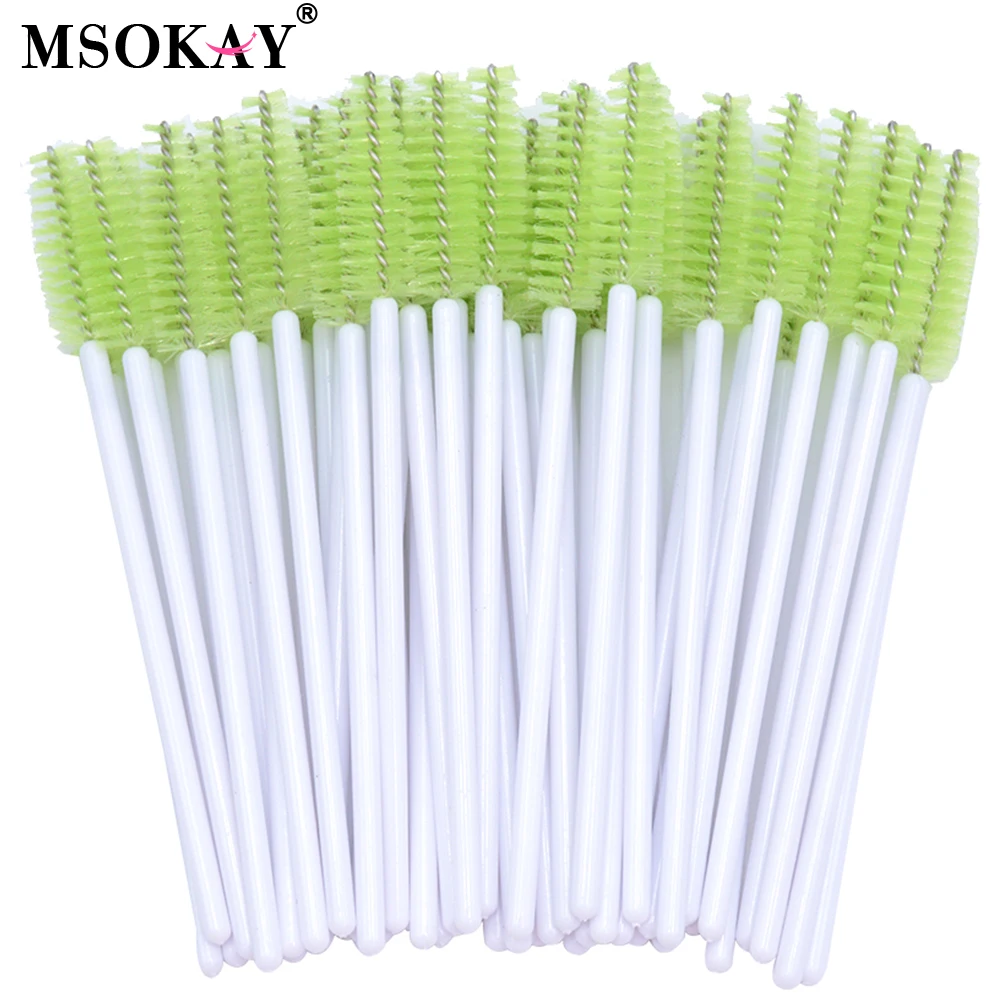 MSOKAY Diposable Mascara Wands Pink Purple Gold White Eyelash Applicator Brush Reusable Lash Extension Comb Wholesale Supplier