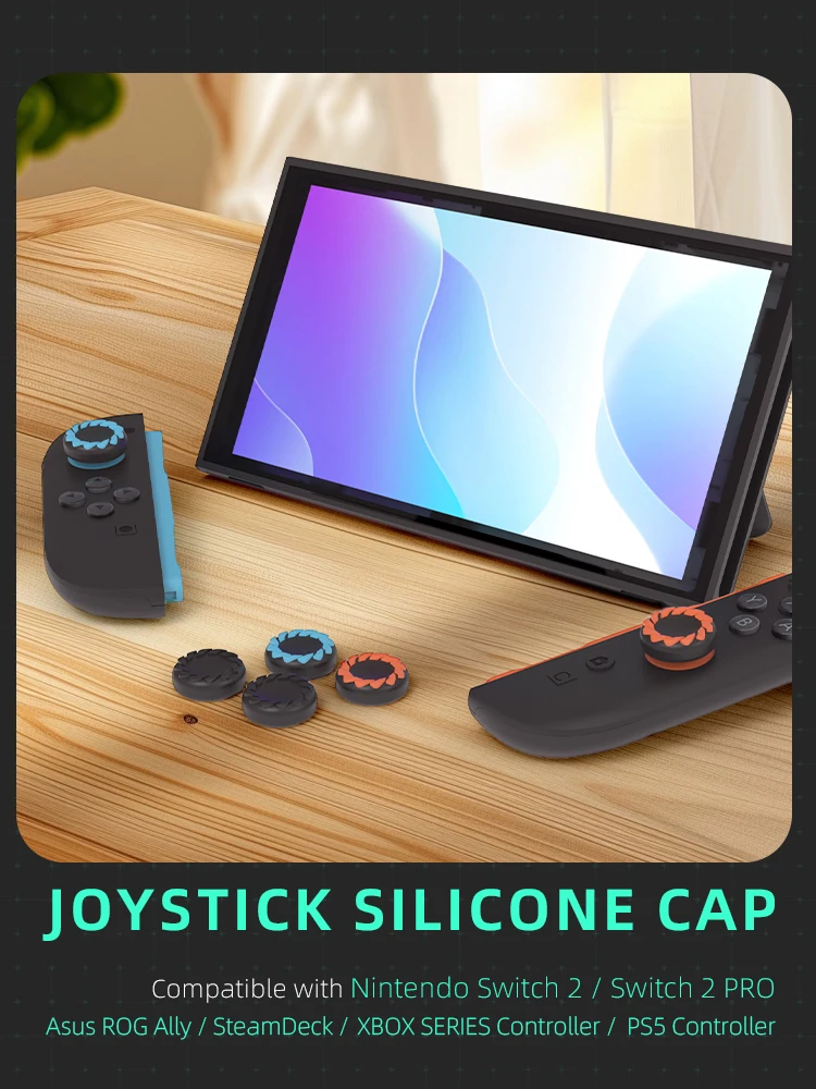 DATA FROG Silikon-Daumengriffkappen für Switch 2 Joy-Con NS2-Controller, rutschfeste, rutschfeste Joystick-Abdeckkappen, Zubehör – Detail 6