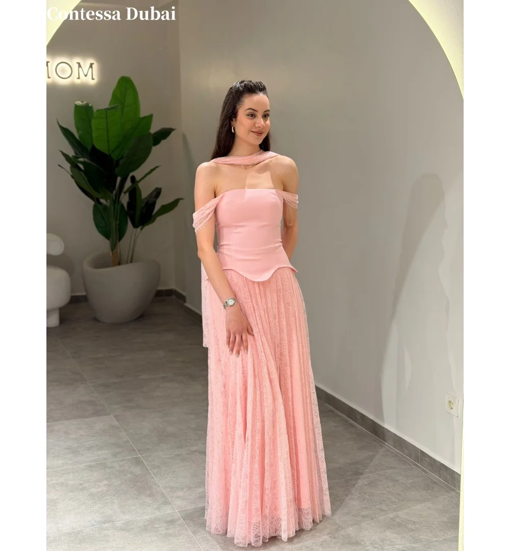 Contessa Custom evening dress A-Line Off the Shoulder Prom Dresses Tulle Floor-Length Vestidos De Noche Lace Formal Evening 2026