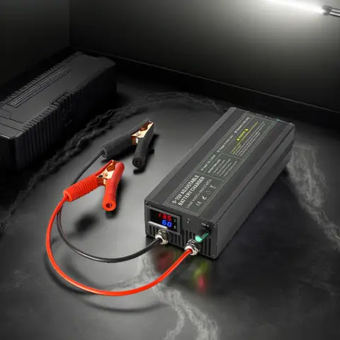 휴대용 12V100A 리튬인산철 배터리 충전기 40A 50A 리튬 배터리 충전기 60A 85A (전압 및 전류 조절 가능, 앤더슨 커넥터 포함)