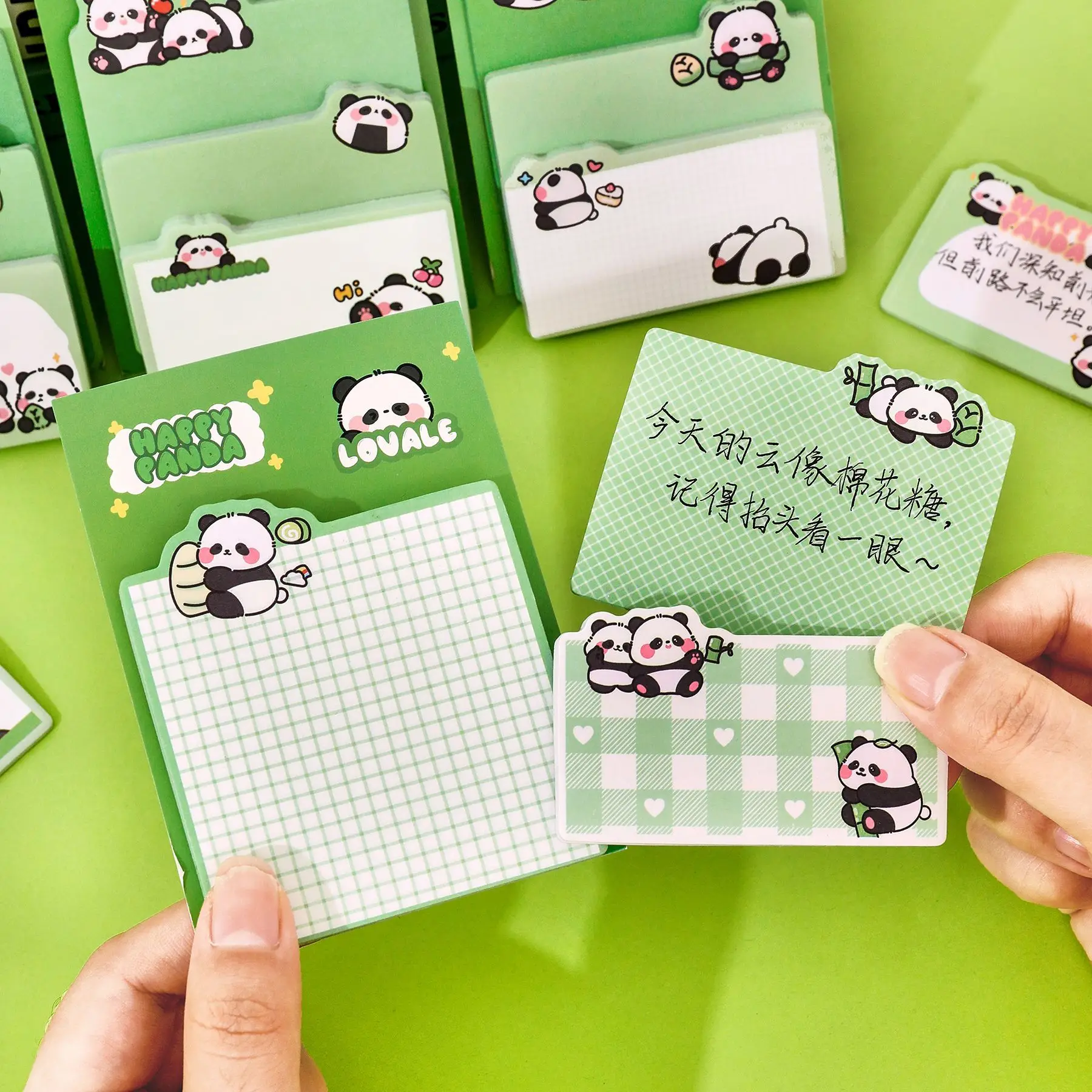 2Pcs/Lot Cute Cartoon Panda Stacking Sticky Notes 20 Sheets* 3 pieces Set Memo Pads Student Message Pad Sticker School Sationery