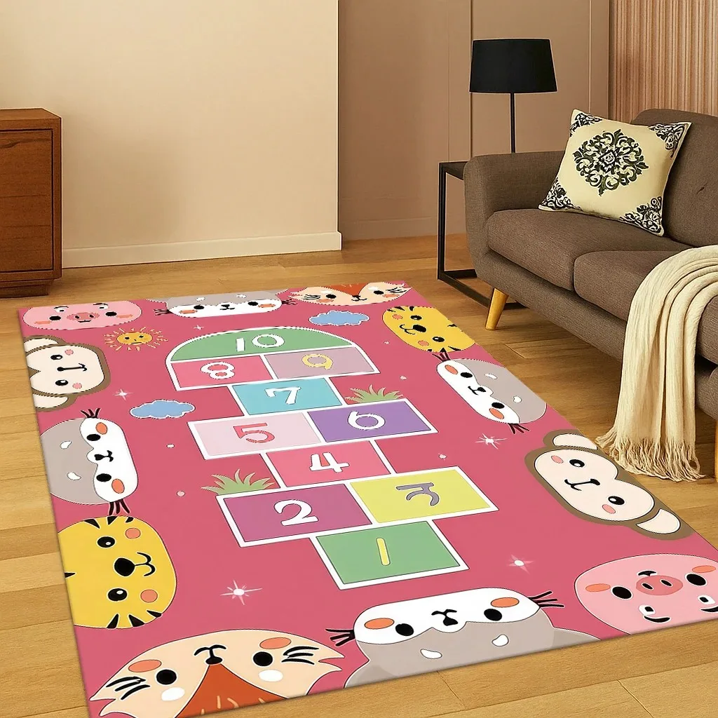 Girl's Plays Games Carpet Living Room Cute Cartoon Patterns Area Rug Bedroom Ground Mat Easy To Clean Anti-slip Floor Mat Gift