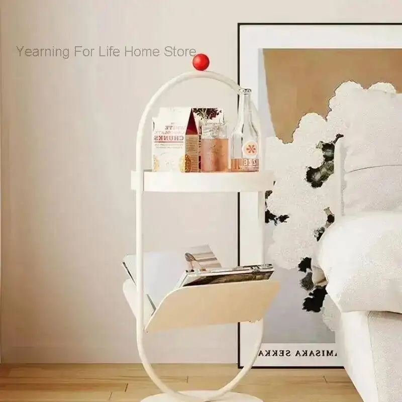 

Living Cream Art Room, Iron Movable Style Home Sofa, Side Cabinet, Shelf, Creative Corner Table mesa auxiliar Bedside Storage