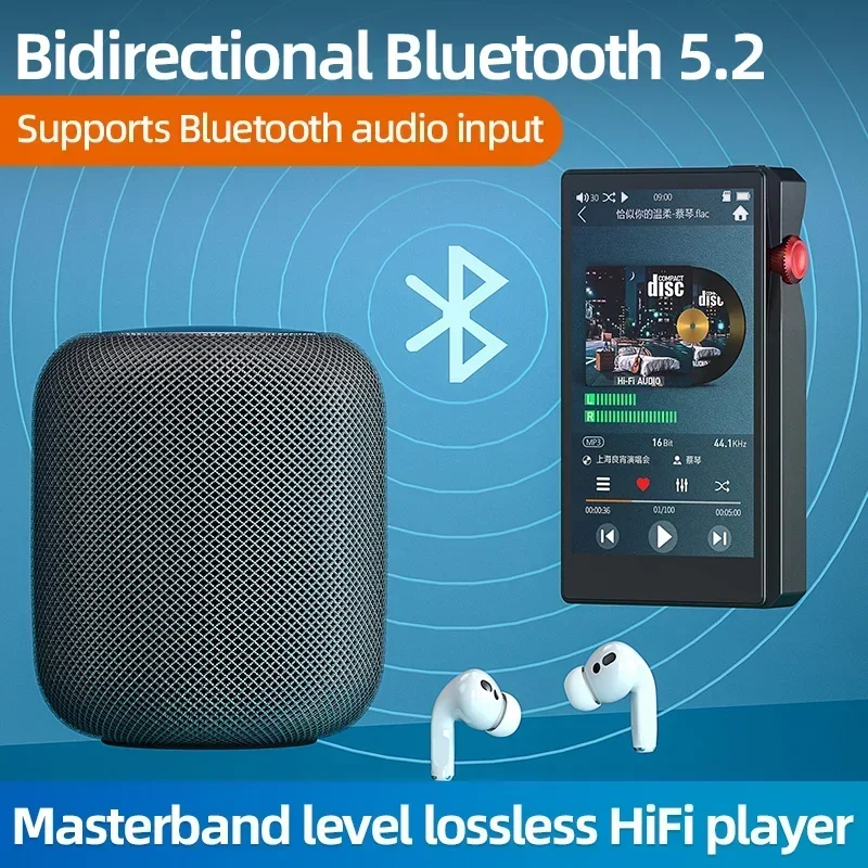 HiFi MP3 Player with Bluetooth OTG USB disk Lossless DSD High Resolution Digital Audio Music Player Support up to 1TB