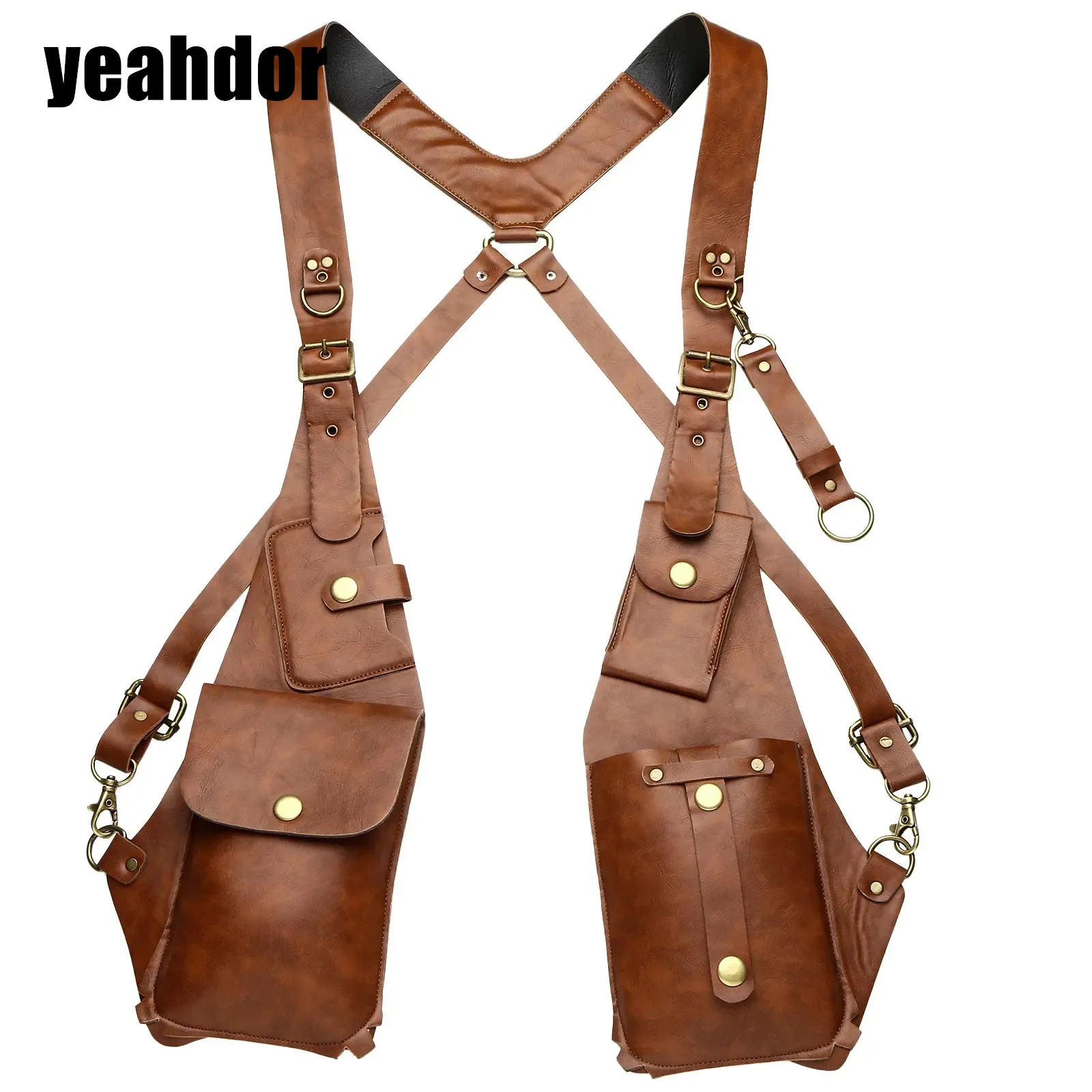 

Men Women Vintage Leather Strap Underarm Shoulder Bag Outdoor Square Bag Mobile Phone Bag