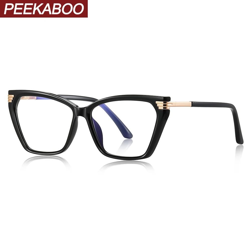 

Peekaboo transparent square glasses anti blue light TR90 clear lens cat eye glasses frame women black grey female gift items