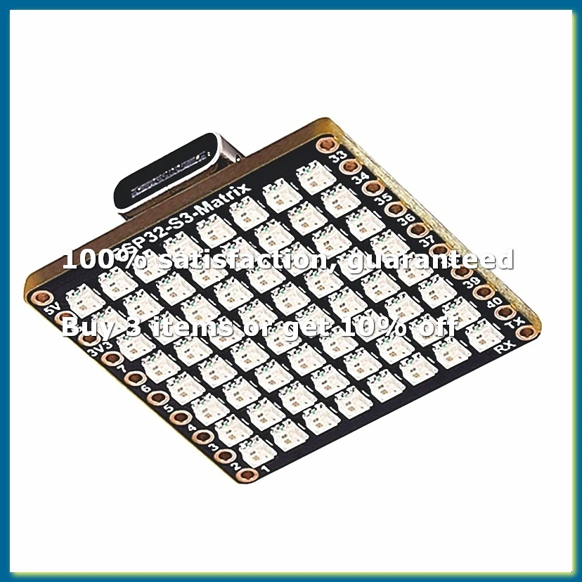ESP32-S3 Development Board WiFi Bluetooth Matrix 8x8 RGB-LED with QST Attitude Gyro Sensor QMI8658C for Python-A09I