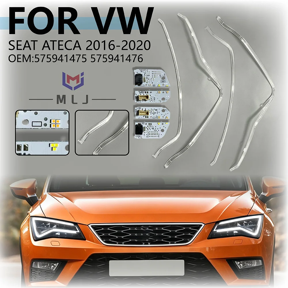 575941475 575941476 Headlight DRL Chip DRL Light Guide Strip For VW Seat Ateca 2016-2020 White Chip Angel Eye Light Guide Strip