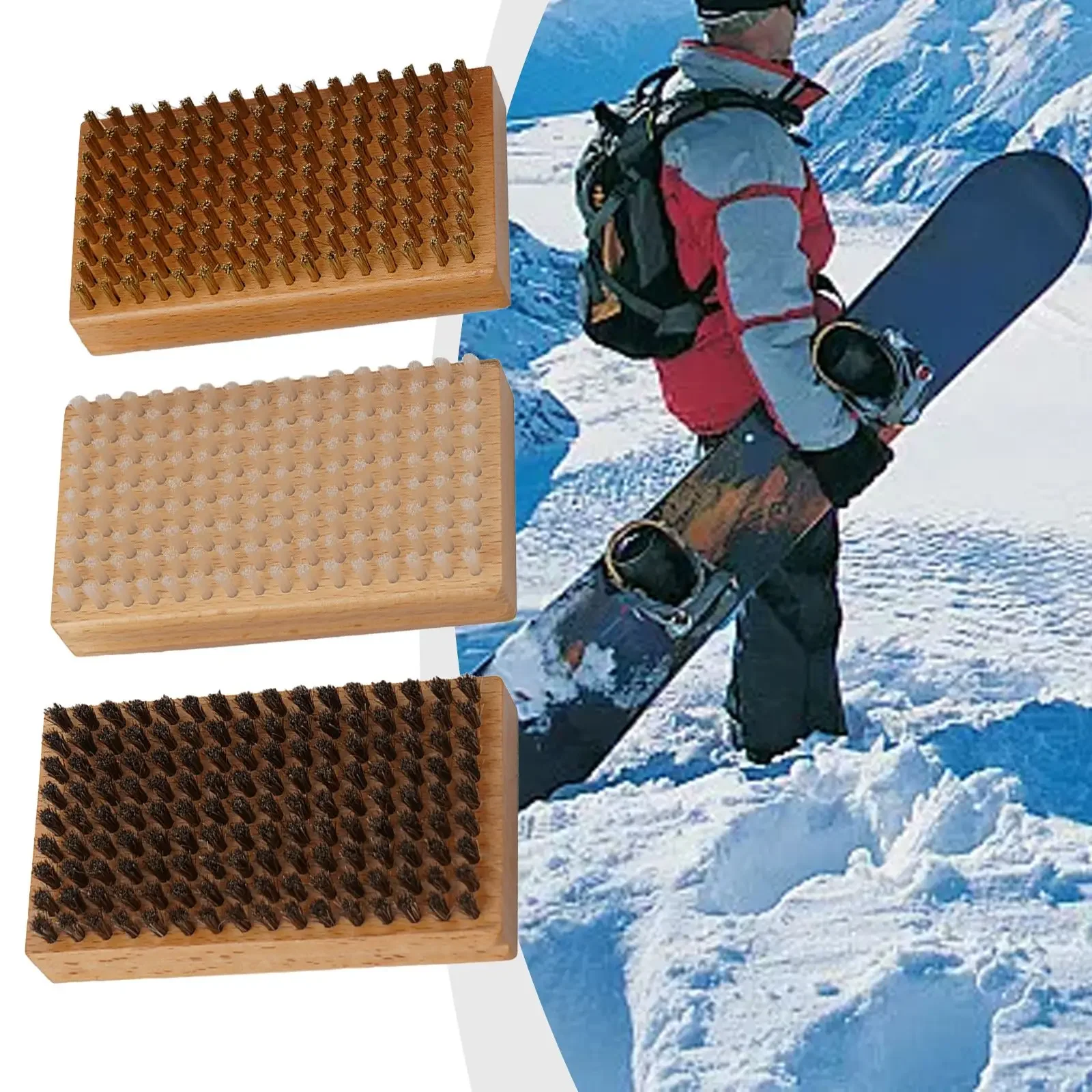 

Must Have Ski Maintenance Tools 3pcs Outdoor Ski and Snowboard Wax Brush Set with Brass Nylon and Horsehair Brushes