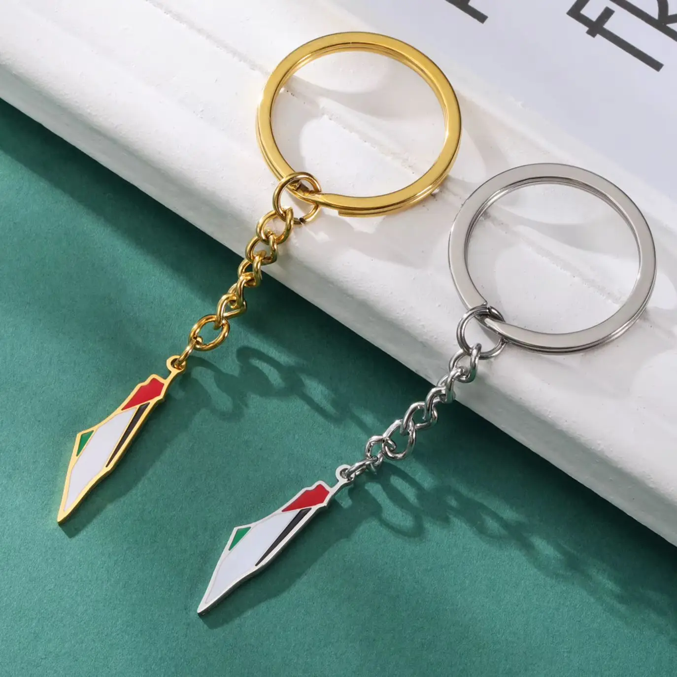 LIKGREAT Israel Palestine Map Keychain Stainless Steel Jewelry for Men Women Pendant Key Chain Gold Color Amulet Birthday Gift