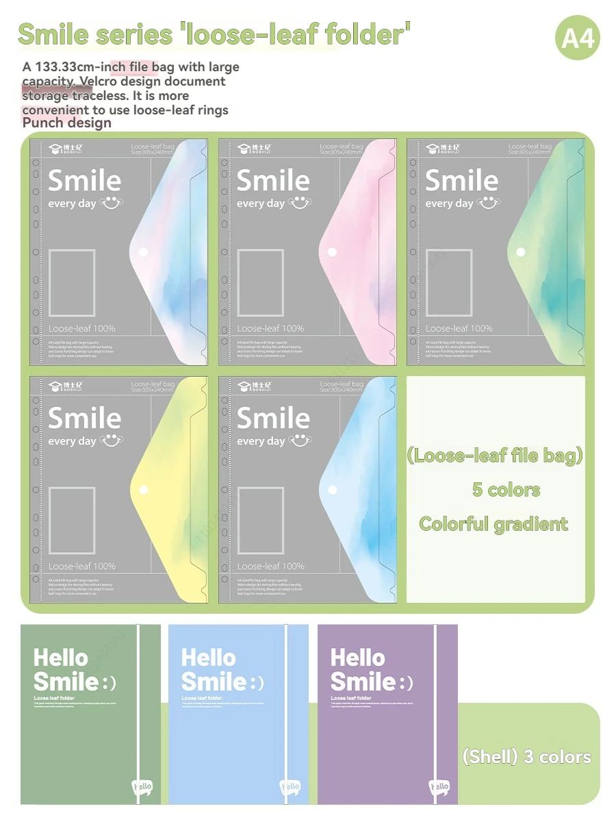 A4 Folder,Loose-Leaf Storage,Binder Pockets Plastic Folder With Stay-Put Tabs And Prong Fasteners Waterproof