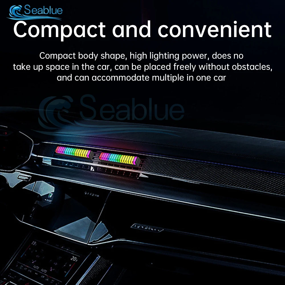 RGB Music Rhythm Light, Voice Controlled Atmosphere Light Car Air Outlet Aromatherapy Atmosphere Lamp LED Rhythm Pickup Lamp