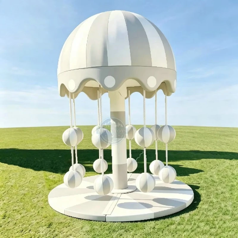8-Foot outdoor and indoor wooden electric soft carousel, suitable for children aged 2-10 - family use carousel