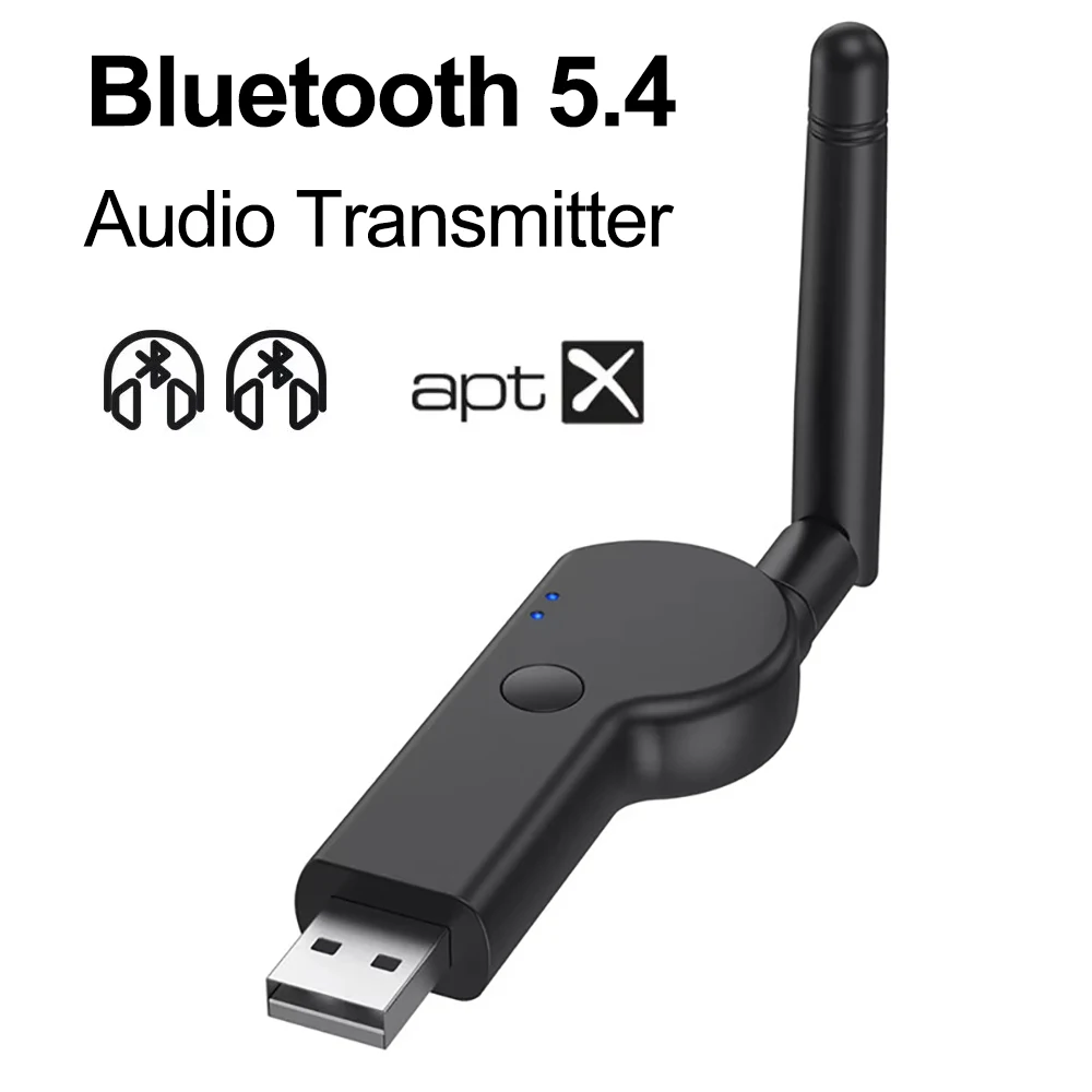 Bluetooth 5.4 Transmitter APT X HD LL Low Latency Adaptive USB Wireless Audio Adapter Hands-free Call For Notebook PC TV Speaker