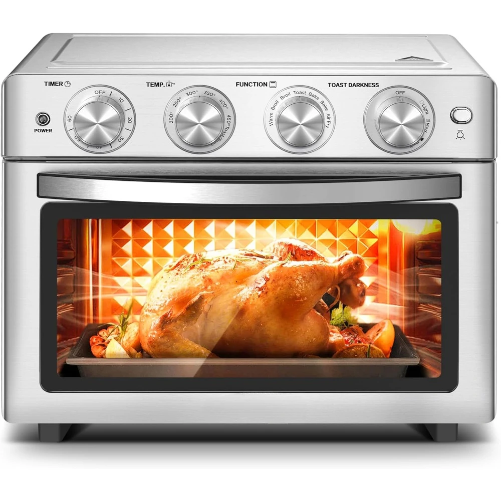 Air Fryer Toaster Oven Combo, 26QT Convection Ovens Countertop, 6 Slice Toaster, Stainless Steel Big Air Fryer