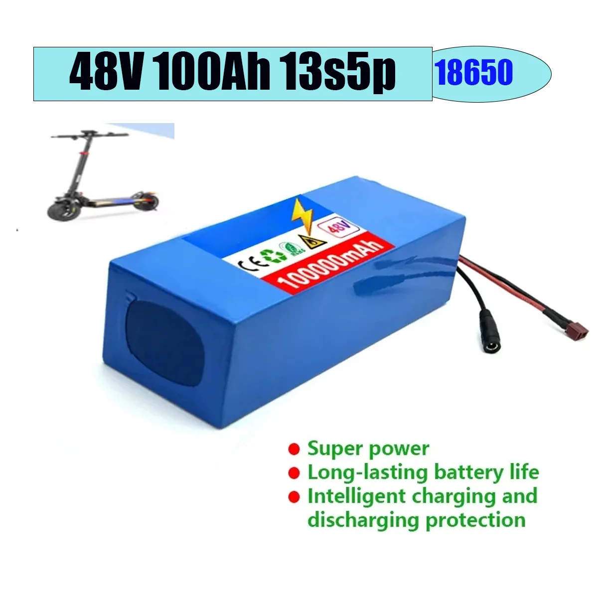 

NEW13S5P 48V 100000mAh lithium battery pack suitable for 250-1000w bremer R3/R6 E3 Pro ‌Vespa Elettrica