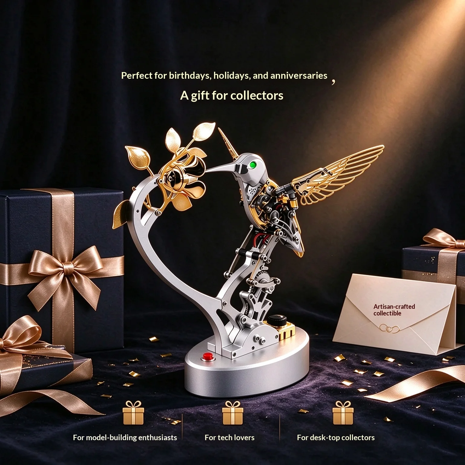 Mechanical Hummingbird 3D Metal Puzzle Model Mechanical Structure Assembly Building Blocks Toy Gift for Friends Ornament