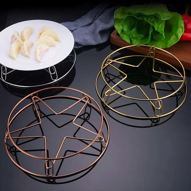 

Pentagram Stainless Steel Steam Cooker Rack Dumpling Food Steamer Shelf Kitchen Nonstick Frying Pan Grill Stand Cooking Utensils