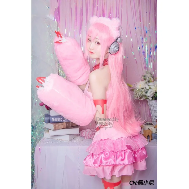 AAA 2025 SUPER SONICO GRG Racing Queen Genus Gloomy Bear Cosplay Costume socks Pink Suit with Wig