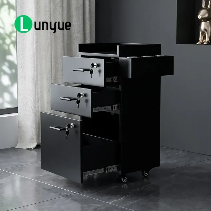 Mobile Hair Tool Cart with Air Dryer Rack Multifunctional Nail Art Storage Drawer Locker for Beauty Barber Shop