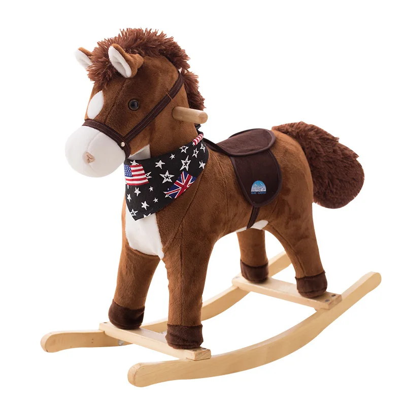 Baby Solid Wood Rocking Horse Children Safety Unicorn Trojan Toddler Rocking Chair Gift Birthday Gift For 2-8 Years Old