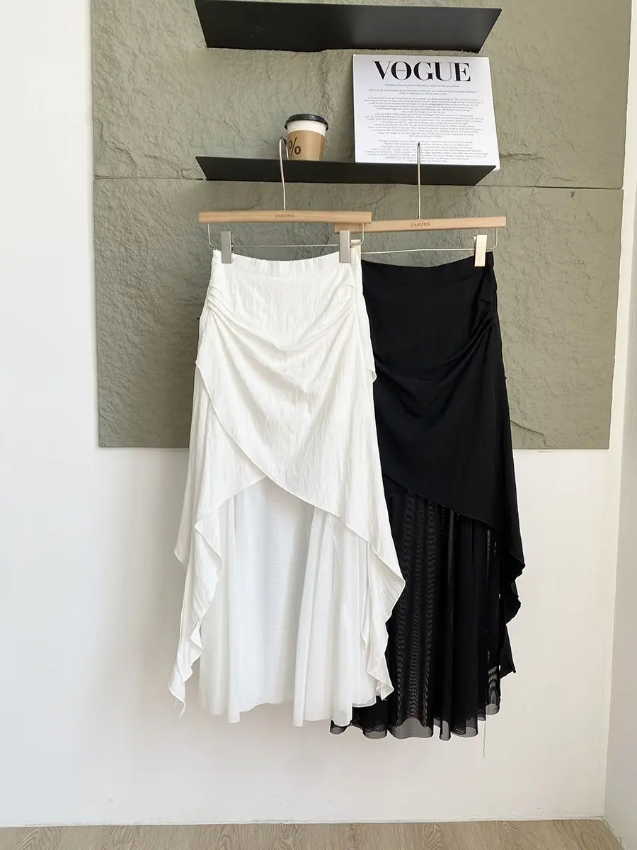 

Elegant Mesh Blended Irregular Skirt