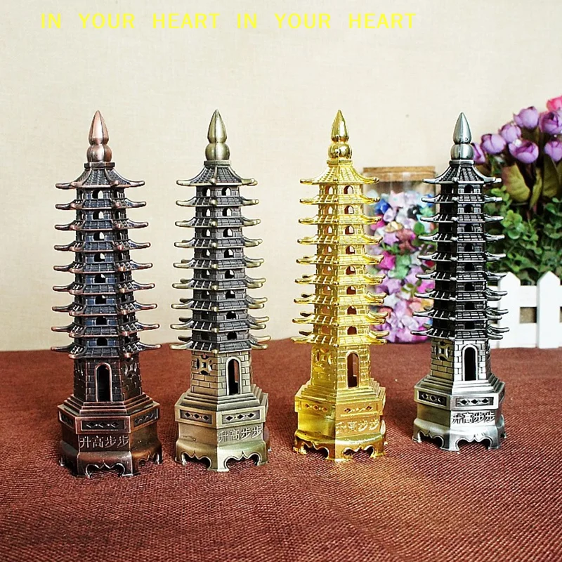 【X】Zinc Alloy Feng Shui Education Tower Levels Wen Chang Pagoda Desktop Ornaments