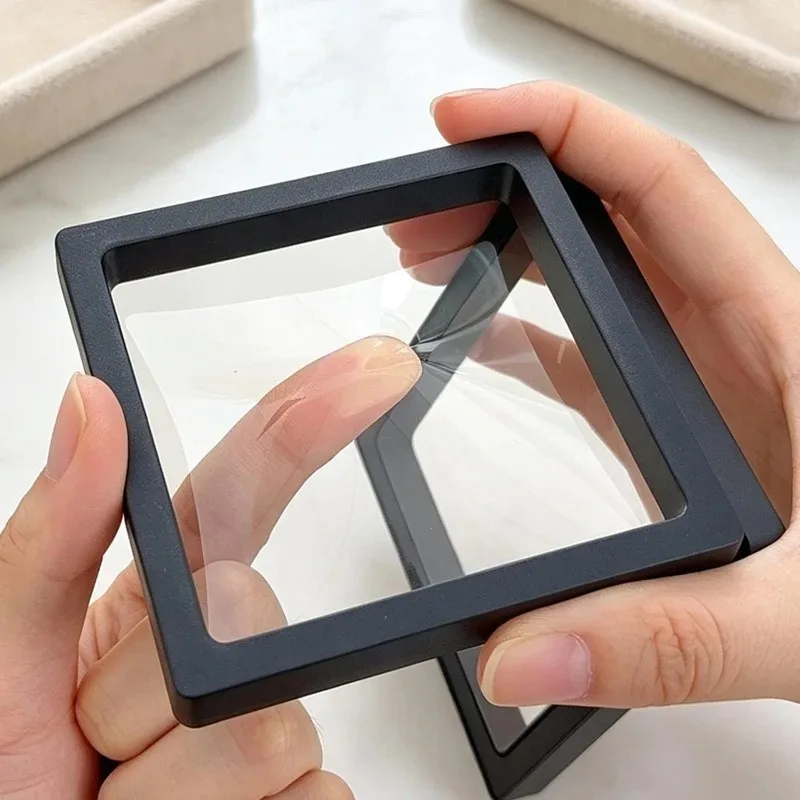 1/2pcs Jewelry Storage Box 3D Transparent PE Floating Necklace Bracelet Organized Square Display Box Case Reusable Storage Tool