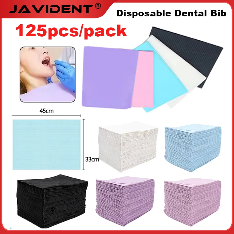 125PcDental Materials Disposable Tie-Free Scarf Coated Aesthetic Protection Film Oral Thickened Colored Drape Dental Consumables