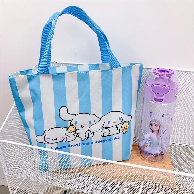 Sanrio Kuromi Cinnamoroll Striped Lunch Bag Girly Heart Portable Kawaii Shopping Bag Beautiful Holiday Gift