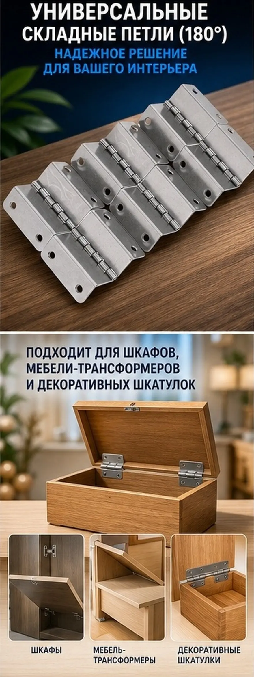 4Pcs 4-Hole Fold Down Hinge 180-Degree Quiet Opening for Small Table Dresser Piano Cabinet Folding Bifold Furniture Hinges