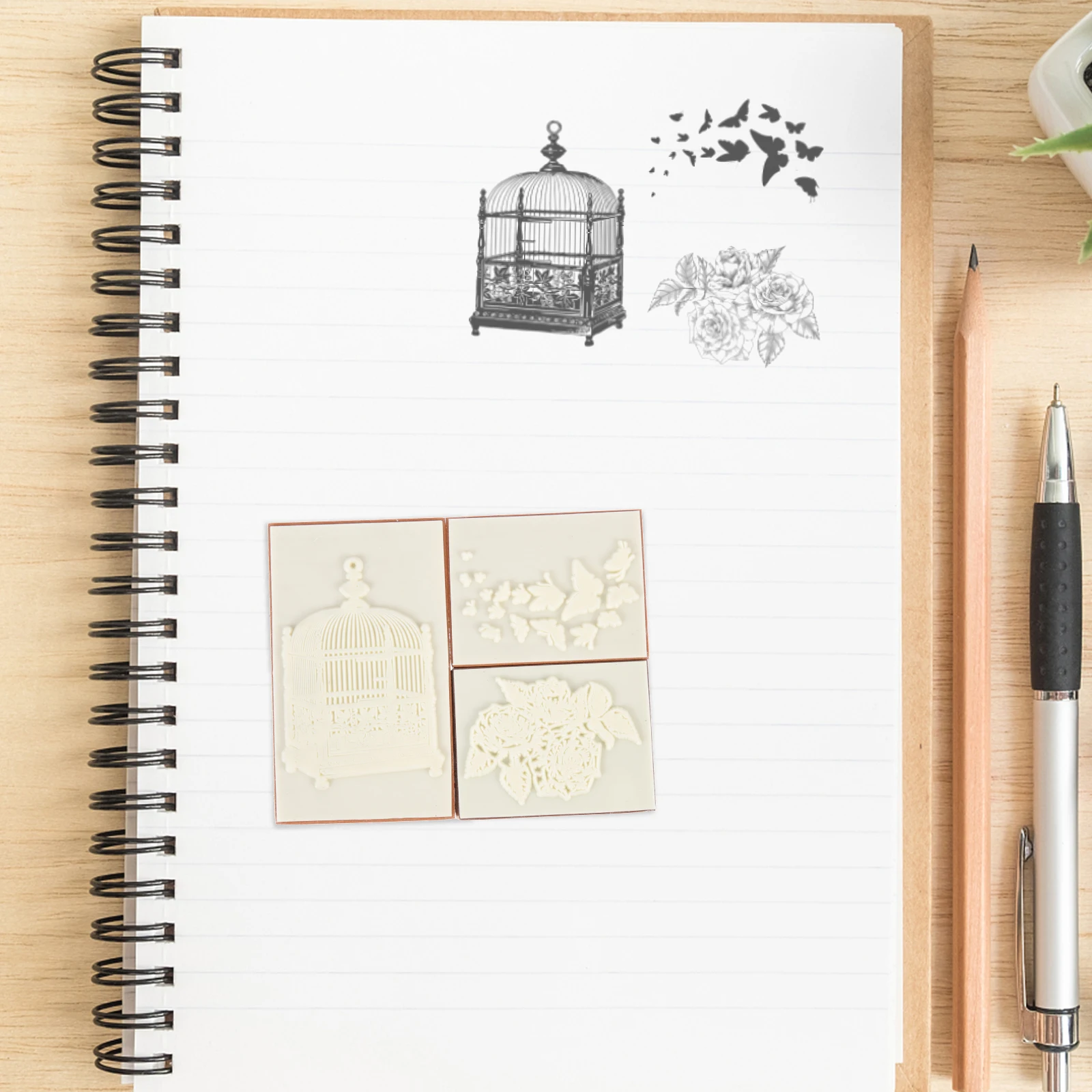 

1pcs DIY Hand Note Seal Journal Stamps Automatic Scrapbook Beech Wood Rubber Craft Decorative Stamper For Gifts Boxes