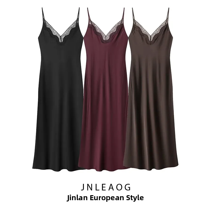 Ele Lace Splice Bal V-ne Svel Dr Faion Feminino Outono Novo Sle Drapeado Vestido Casual Desgaste Tecido de Poliéster