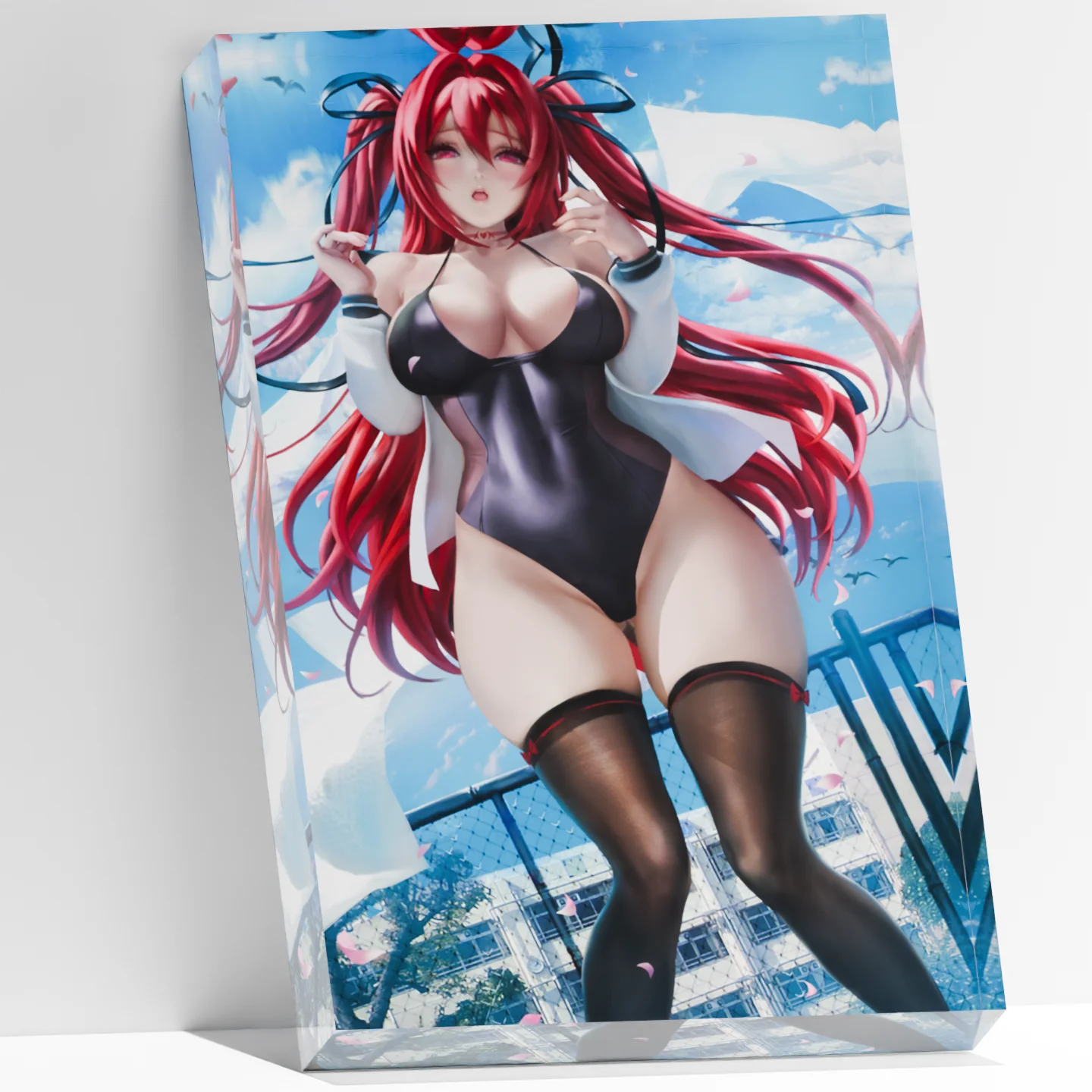 Anime Girl Art Acrylic Block Paperweight Waifu Merch for Gaming Room Decor,PC Gamer Setup | Otaku Shelf & Office Desk Accessory
