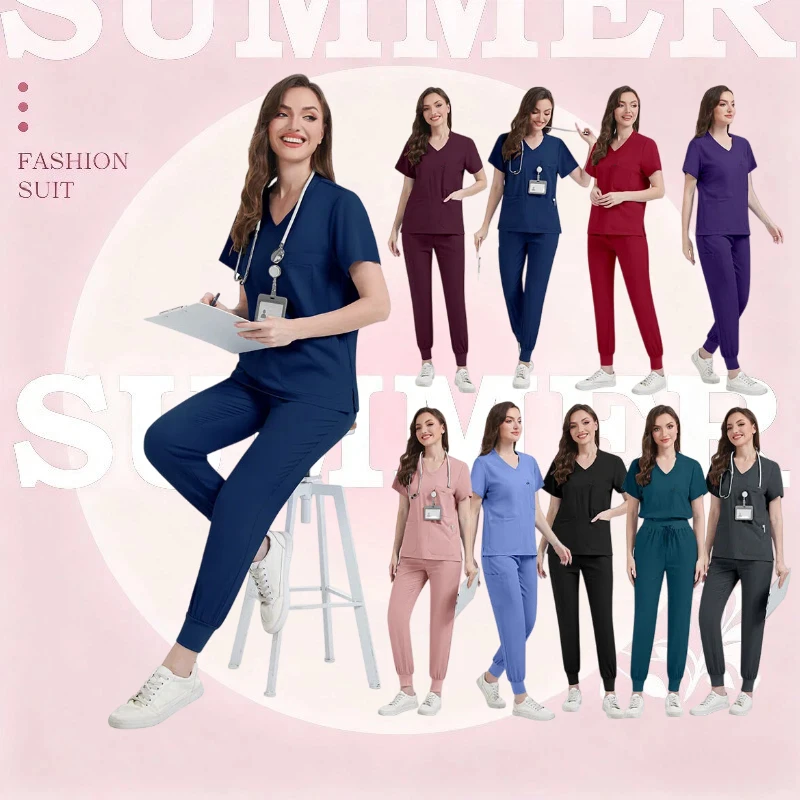 

New High Elastic and Comfortable Pet Clinic Doctor Women's Overalls Suit Fashion Leisure Beauty Salon Nurse Uniform