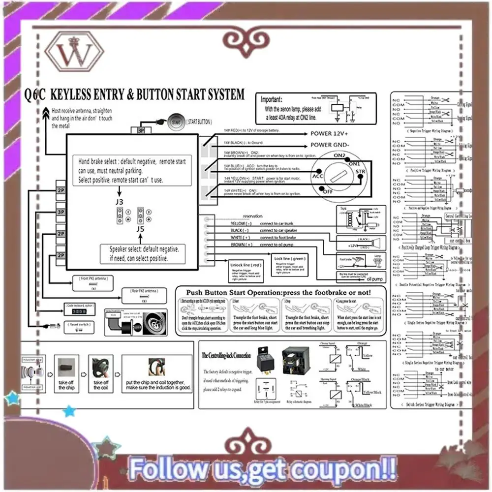 

A57E-Car Engine One-Key Start-Stop Button System PKE Keyless Entry System Car Anti-Theft Alarm Remote Start Ignition System