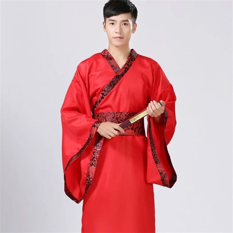 Chinese Traditional Man Hanfu Dress New Year Oriental Ancient Performance Stage Folk Dance Costumes Han Dynasty Cosplay Robes