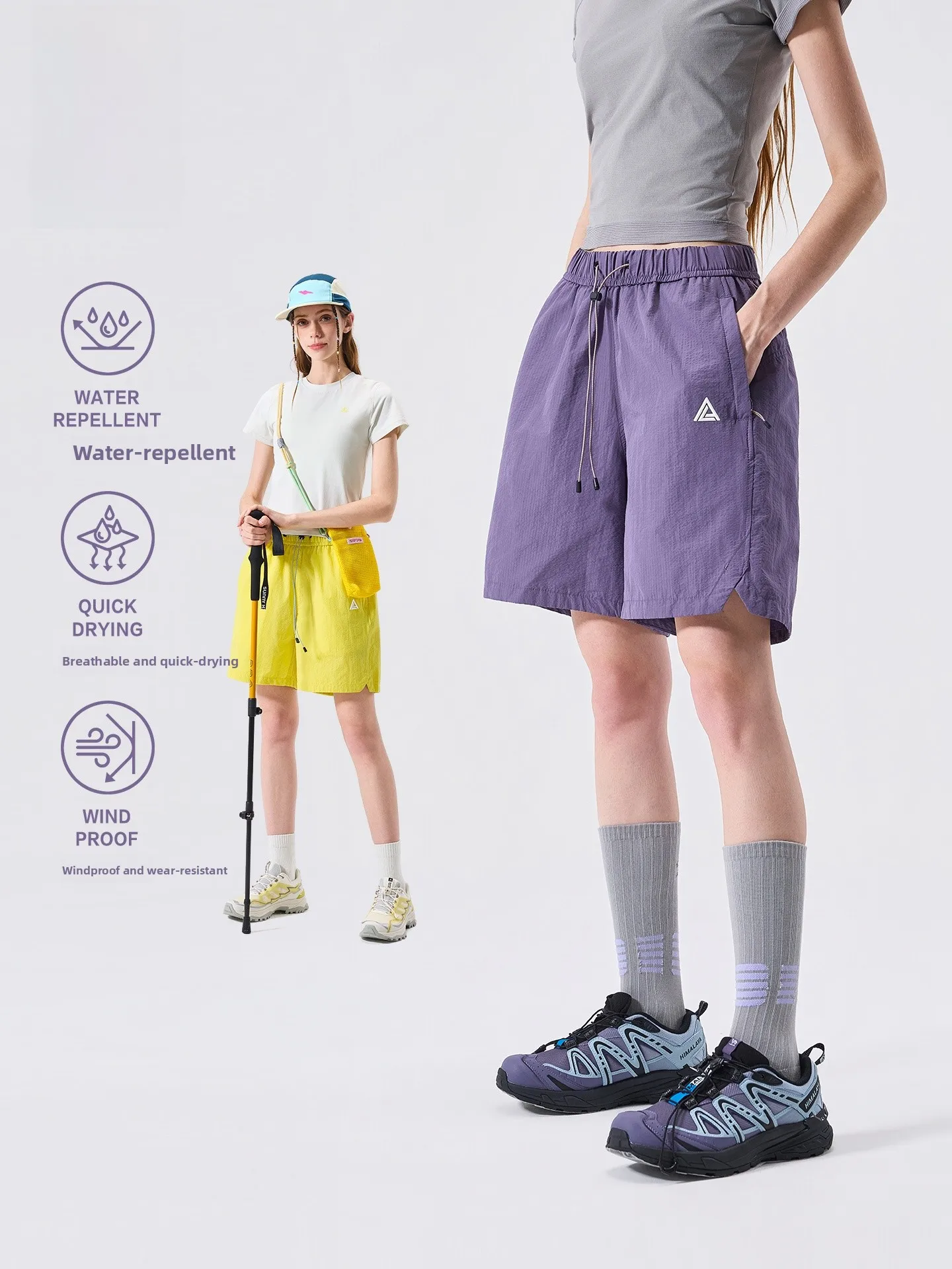 LAZY DAY Lightweight Outdoor Waterproof Shorts Women's Summer Thin Breathable Quick Dry Sports Five-Quarter Length Pants