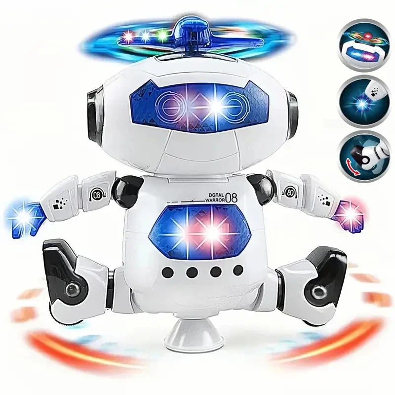 Kids Dancing Robot Toy With Music LED Ligh Electronic Space Walking Rotating Robot Fun Toy For Toddlers Boys Girls Birthday Gift