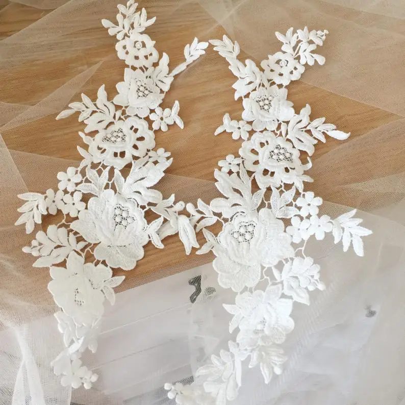 

High Quality Water Soluble Lace Pair Flower Flower Lace Appliqué For Wedding Dress Accessories