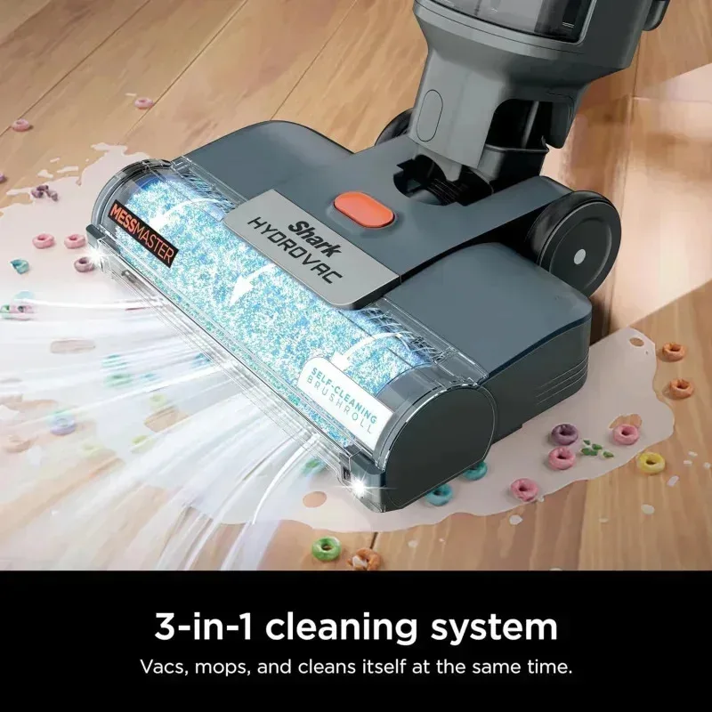 PMD4-Shark HydroVac MessMaster مكنسة كهربائية 3 في 1 سلكية، ممسحة ونظام التنظيف الذاتي، للأرضيات الصلبة وسجاد المنطقة، WD161،