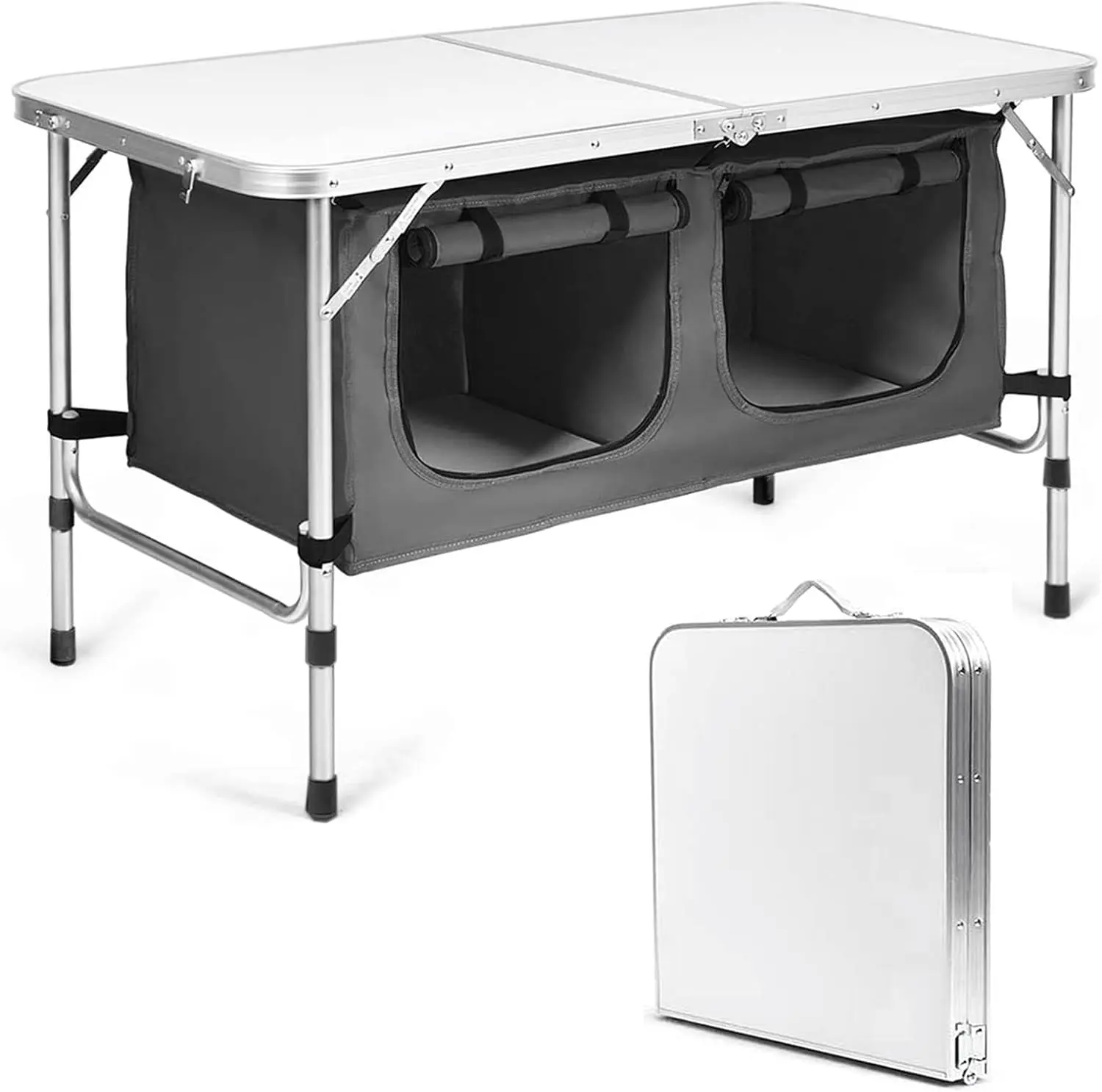 

48''Portable Folding Table Table Outdoor Table Camping Table with Storage Organizer Lightweight Waterproof Durable for Camping P