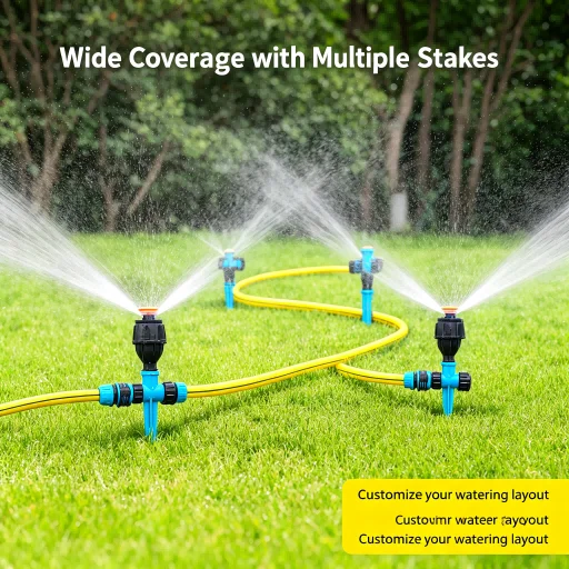 Sprinkler Ground Stake with ABS Body for 1/For 4 Inch 3/8 Inch 1/2 Inch Garden Hose Connections Outdoor Water Management