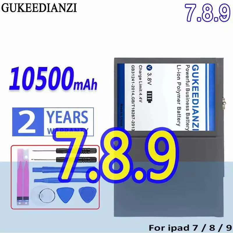 

Laptop Battery 7.8.9 10500mAh For Apple iPad 7 8 9 A2197 A2200 A2198 A2199 A2270 A2428 A2429 A2430 A2792 A2602 A2603 A2604