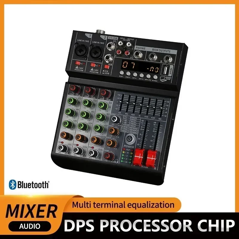 4 Channels Audio Mixer Digital Mixer Karaoke Music AUX Real Time Recording USB Digital Processor Stable Transmission Adapter