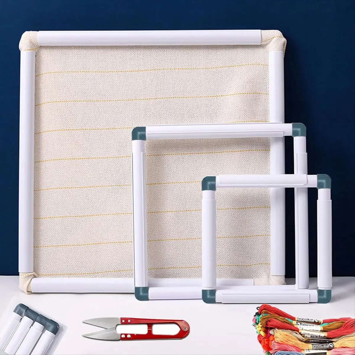 A008 3-Pack Square Embroidery Hoops Hoops Punch Needle Hoops Embroidery Quilting Frame,Blue
