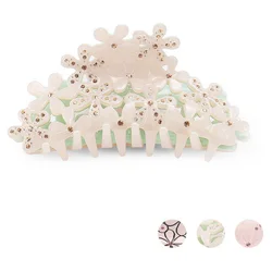 Fashion Hollow Design Flowers Hair Clamp Claw for Women Girls Cellulose Acetate Hair Accessory Ornament Jewelry, Ponytail Holder