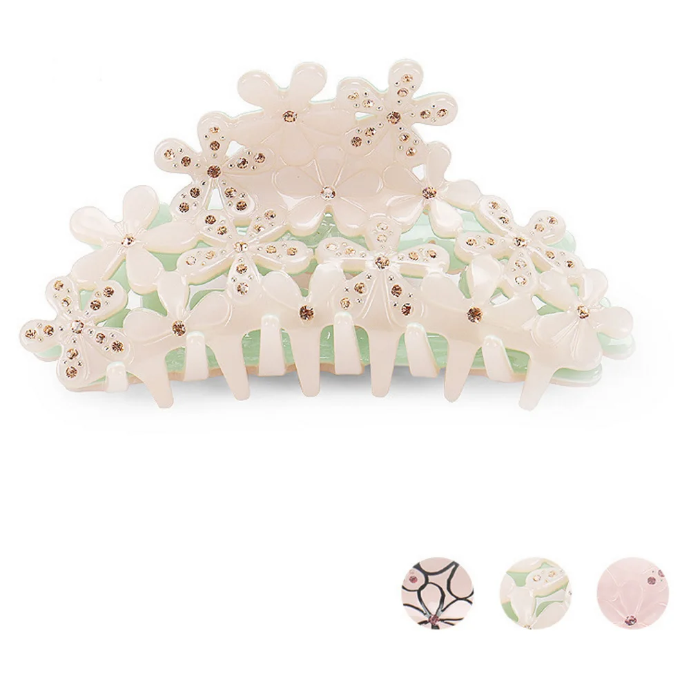 Fashion Hollow Design Flowers Hair Clamp Claw for Women Girls Cellulose Acetate Hair Accessory Ornament Jewelry, Ponytail Holder