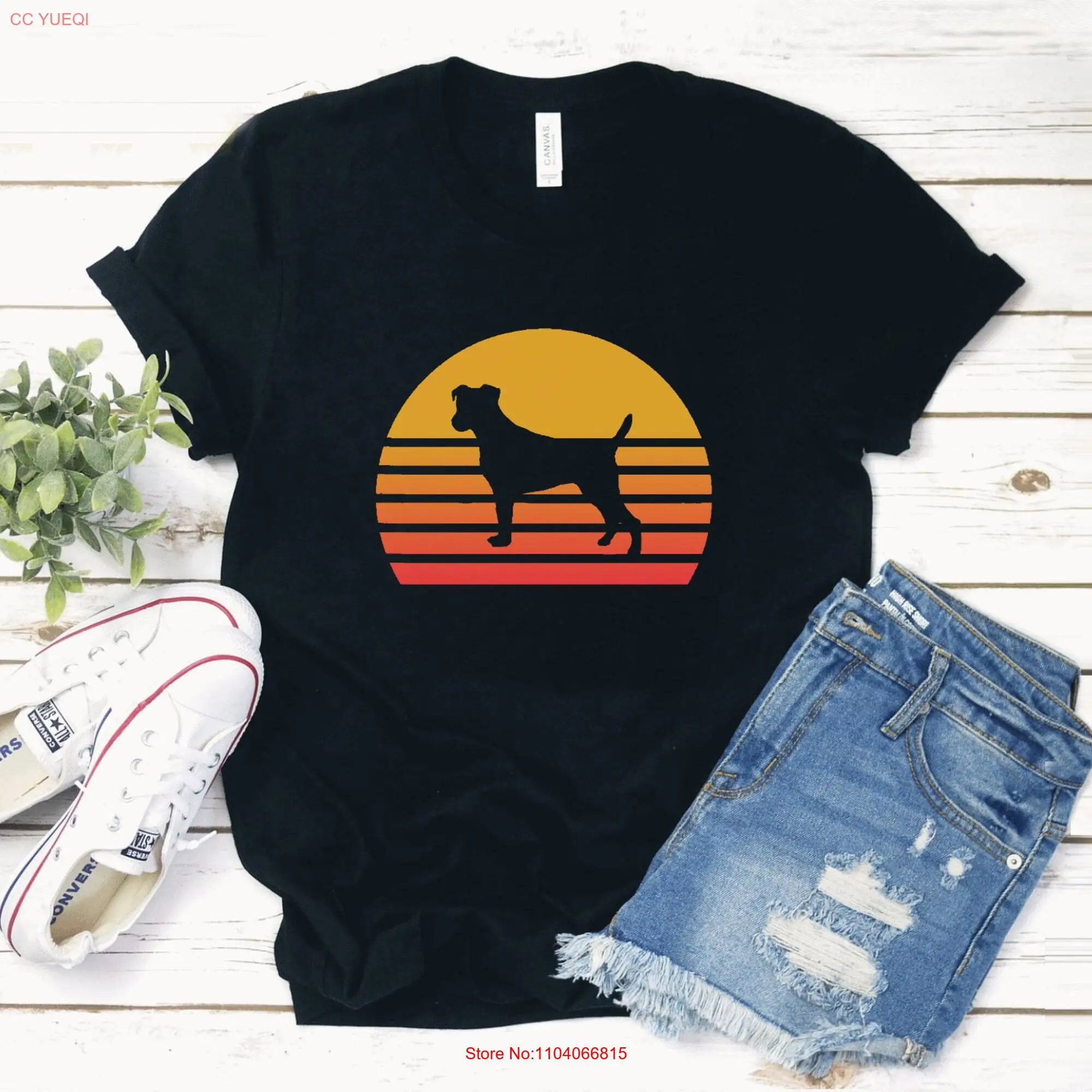 Jack Russell Terrier Vintage T Shirt Silhouette Women's for long or short sleeves