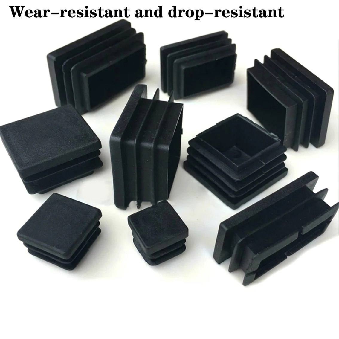 2/5/10pcs Square/Rectangle Plastic Black Blank End Cap Tube Pipe Insert Plug Bung Furniture Accessories 19-100mm Multiple Sizes